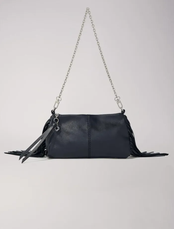 Maje Small Leather Goods Womens Miss M Plain Leather Clutch Bag Black