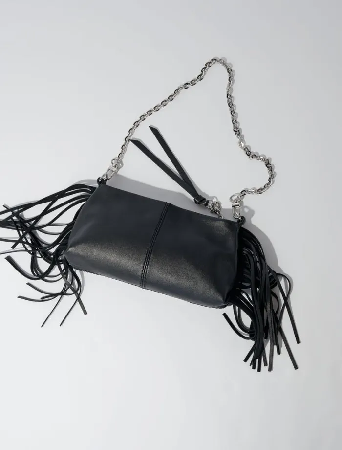 Maje Small Leather Goods Womens Miss M Plain Leather Clutch Bag Black