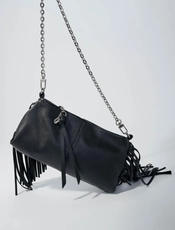 Maje Small Leather Goods Womens Miss M Plain Leather Clutch Bag Black