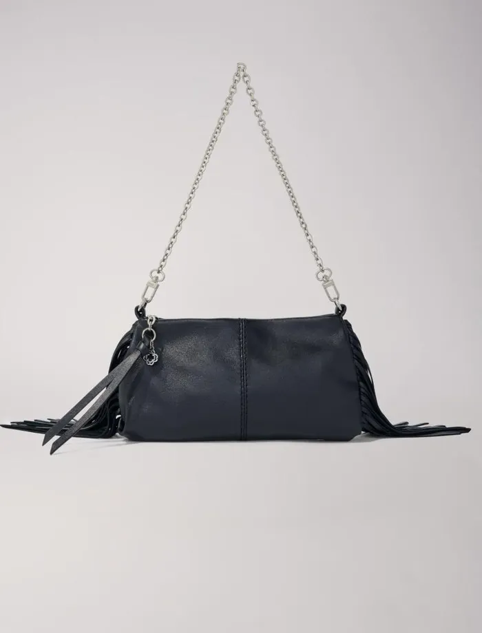 Maje Small Leather Goods Womens Miss M Plain Leather Clutch Bag Black