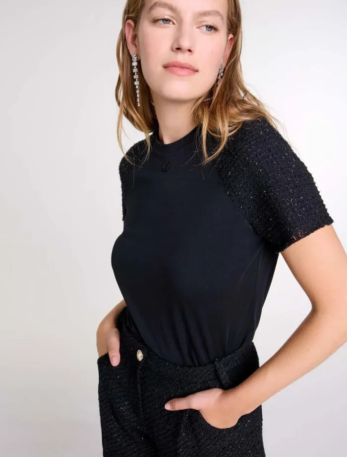 Maje Tops and Shirts Womens Fancy Tshirt Black