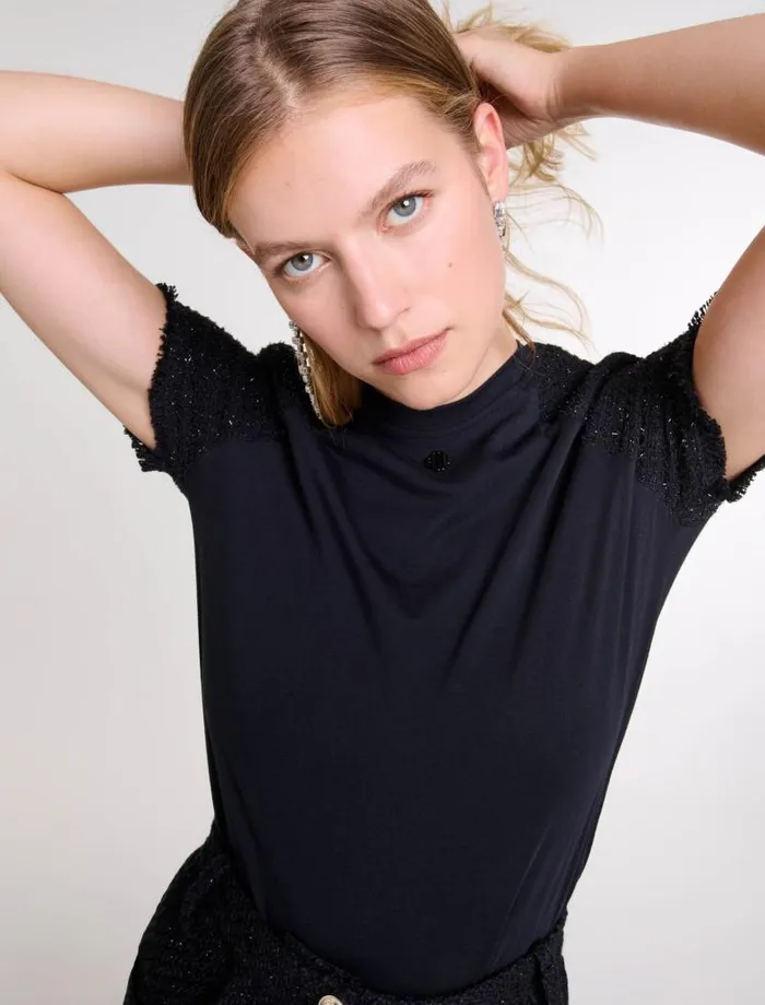 Maje Tops and Shirts Womens Fancy Tshirt Black