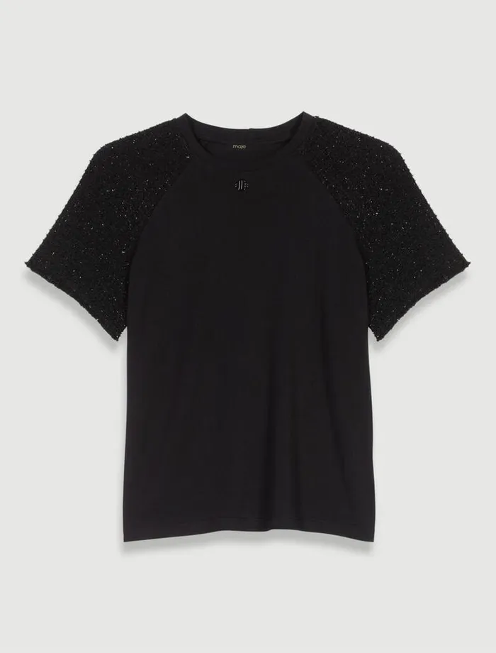 Maje Tops and Shirts Womens Fancy Tshirt Black