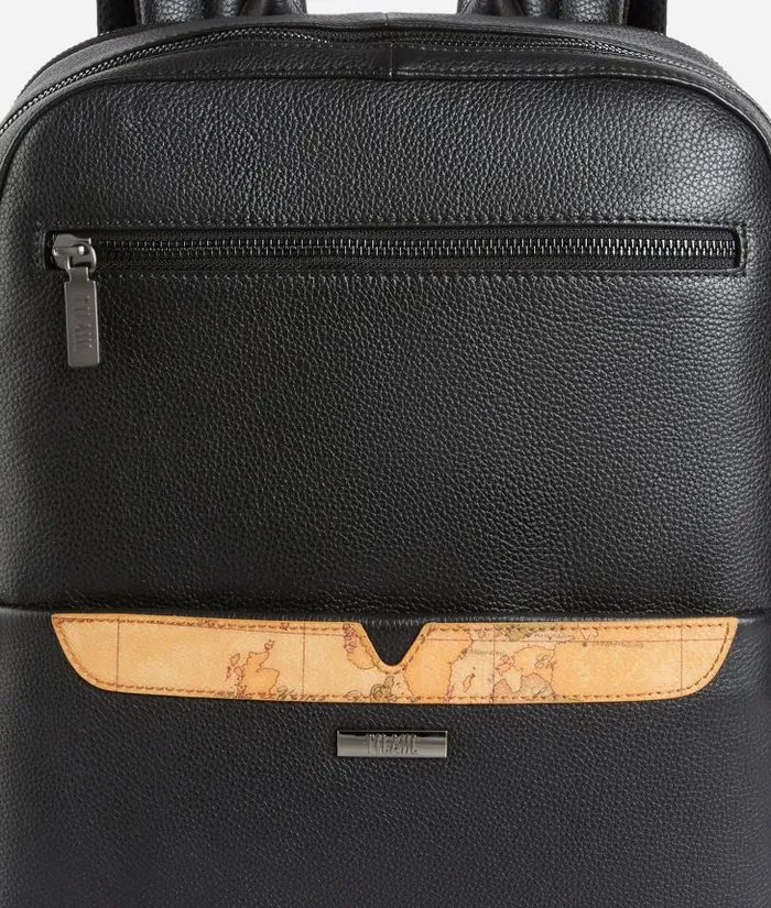 Man Backpacks and Belt Bags Alviero Martini Beta Leather Medium Computer Backpack Black