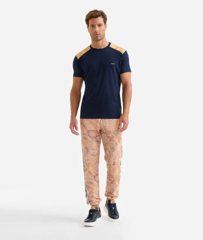Man Knitwears Shirts and TShirts Alviero Martini Cotton TShirt With Shoulder Details Navy Blue
