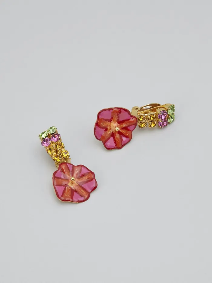 Marni Brass And Rhinestone Flora Earrings Orange Womens Earrings Marni Brass And Rhinestone Flora Earrings Orange Womens Earrings