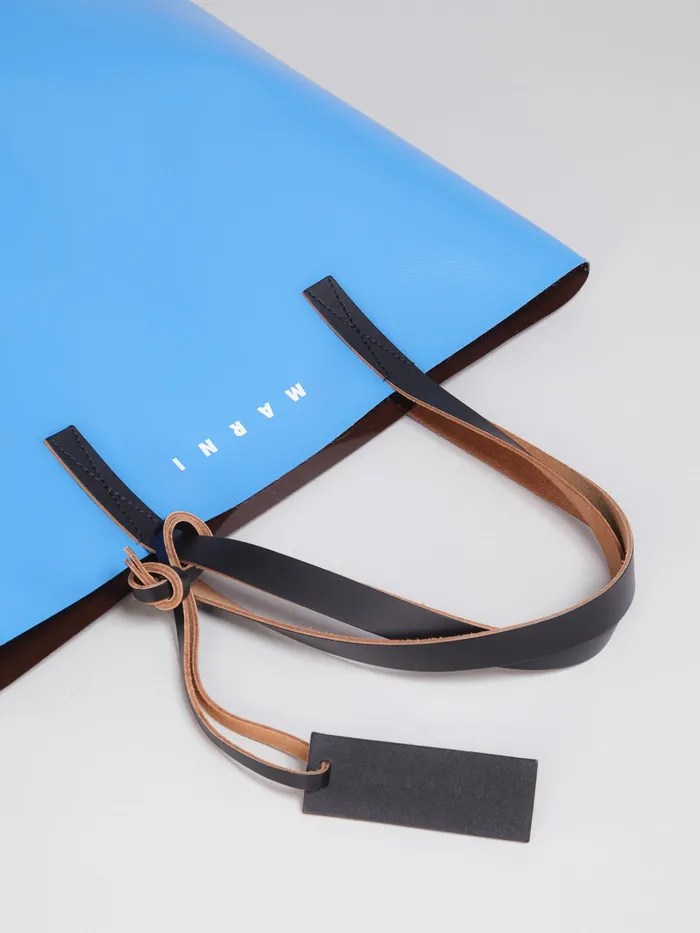 Marni Brown And Blue Tribeca Shopping Bag Azure Mens Shoulder Bags Marni Brown And Blue Tribeca Shopping Bag Azure Mens Shoulder Bags