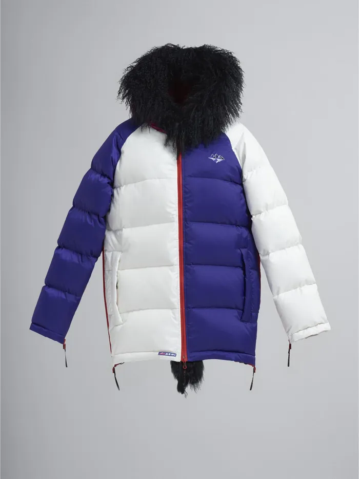 Marni Down Jacket In Colourblock Ripstop Nylon Dark Orchid Womens Coats and Jackets Marni Down Jacket In Colourblock Ripstop Nylon Dark Orchid Womens Coats and Jackets