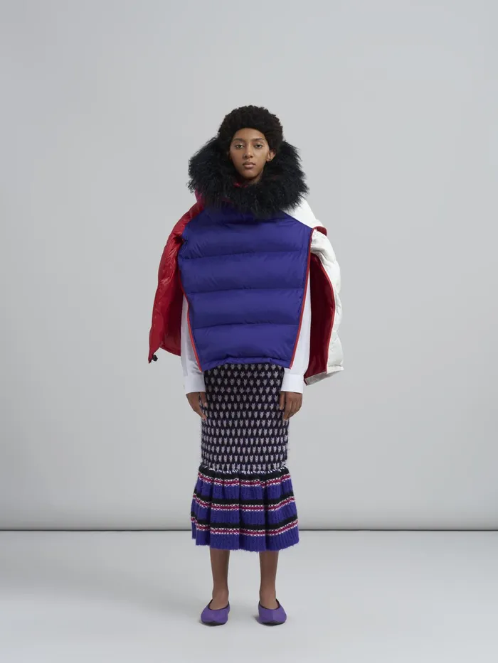 Marni Down Jacket In Colourblock Ripstop Nylon Dark Orchid Womens Coats and Jackets Marni Down Jacket In Colourblock Ripstop Nylon Dark Orchid Womens Coats and Jackets