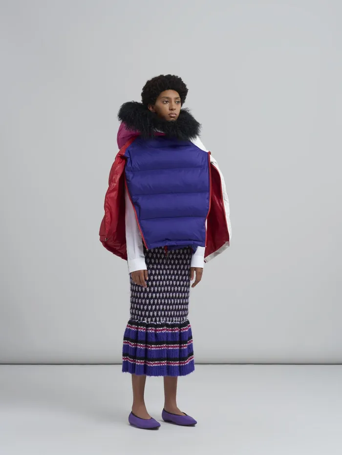 Marni Down Jacket In Colourblock Ripstop Nylon Dark Orchid Womens Coats and Jackets Marni Down Jacket In Colourblock Ripstop Nylon Dark Orchid Womens Coats and Jackets