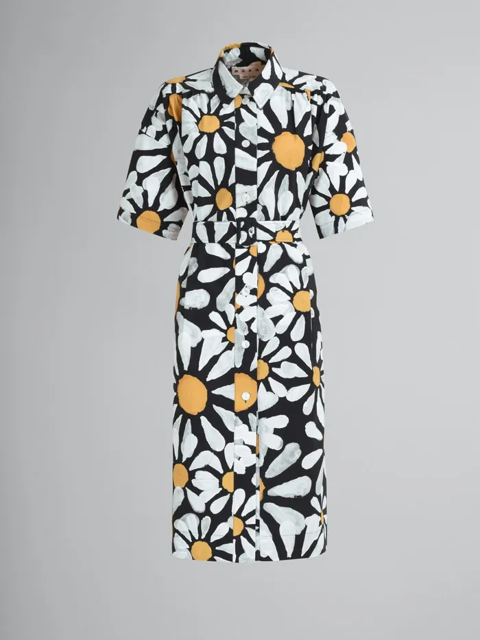 Marni Euphoria Print Poplin Chemisier Dress Black Womens Dresses