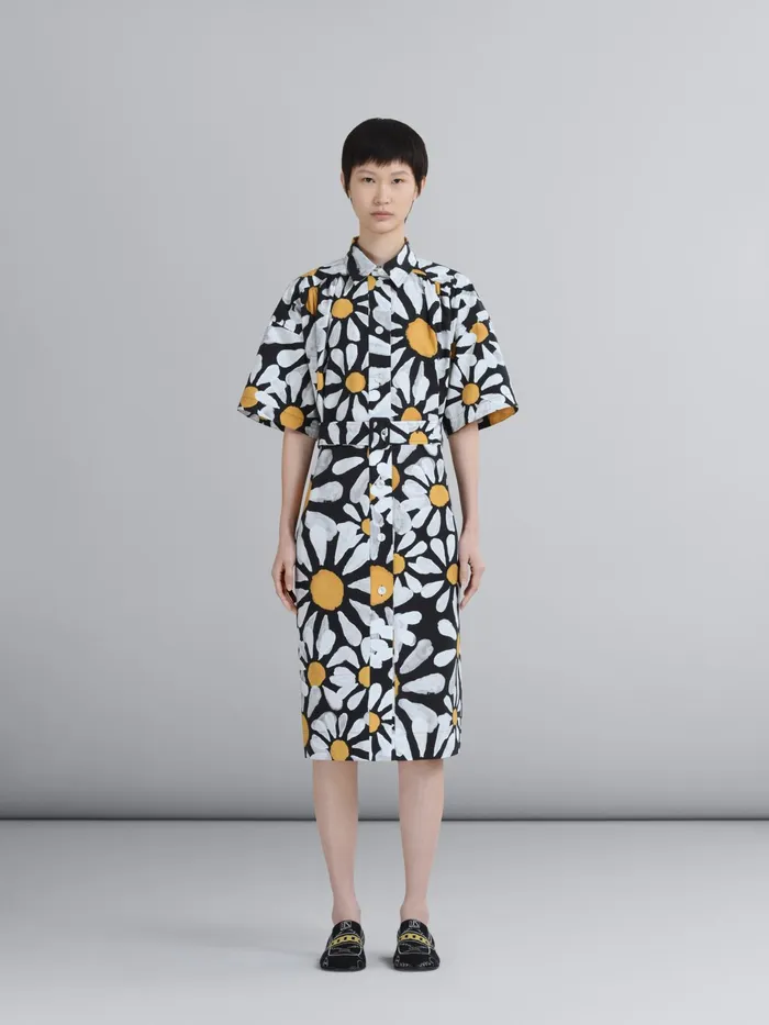 Marni Euphoria Print Poplin Chemisier Dress Black Womens Dresses Marni Euphoria Print Poplin Chemisier Dress Black Womens Dresses