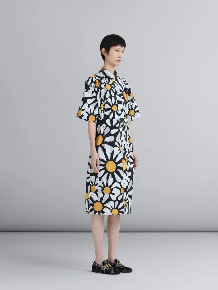 Marni Euphoria Print Poplin Chemisier Dress Black Womens Dresses Marni Euphoria Print Poplin Chemisier Dress Black Womens Dresses
