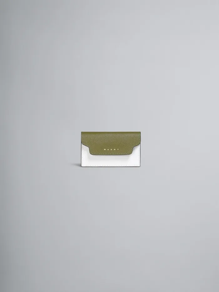 Marni Green And White Saffiano Business Card Case Olive Womens Wallets and Small Leather Goods Marni Green And White Saffiano Business Card Case Olive Womens Wallets and Small Leather Goods