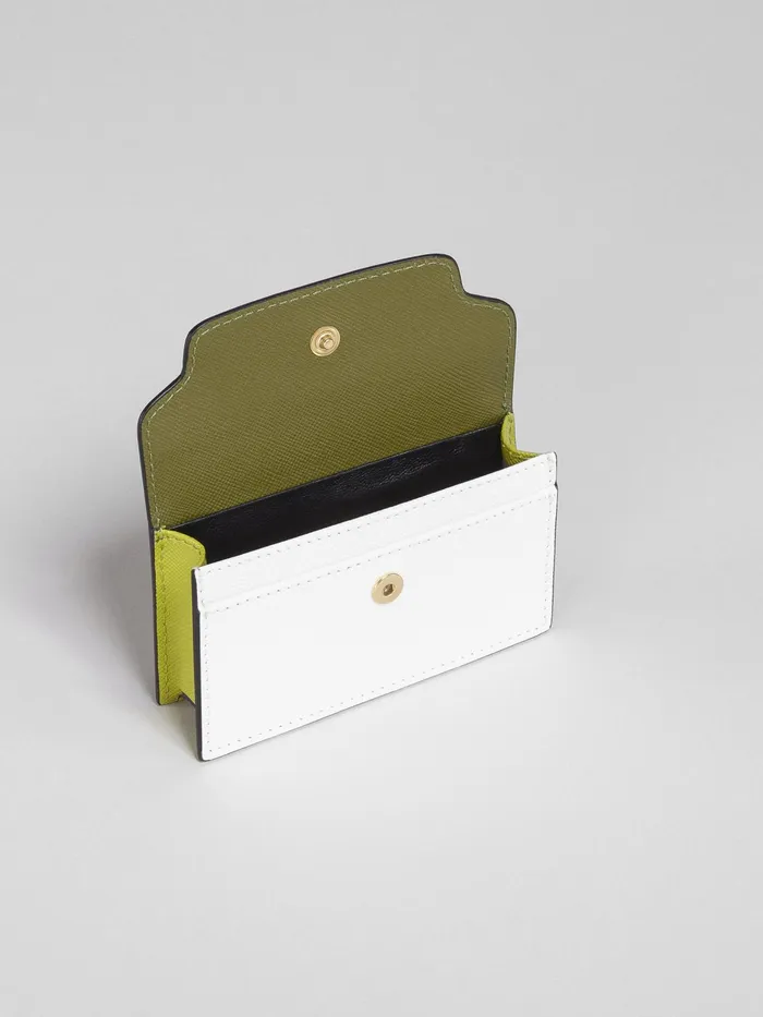 Marni Green And White Saffiano Business Card Case Olive Womens Wallets and Small Leather Goods Marni Green And White Saffiano Business Card Case Olive Womens Wallets and Small Leather Goods