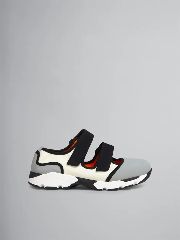 Marni Grey And White Techno Fabric Sneakers Ash Womens Sneakers