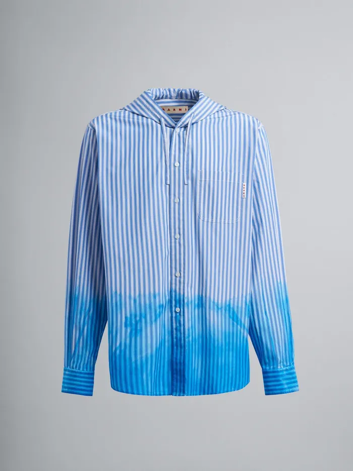 Marni Hand Dyed Poplin Overshirt Iris Blue Mens Shirts
