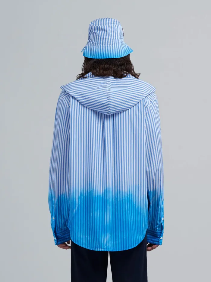 Marni Hand Dyed Poplin Overshirt Iris Blue Mens Shirts