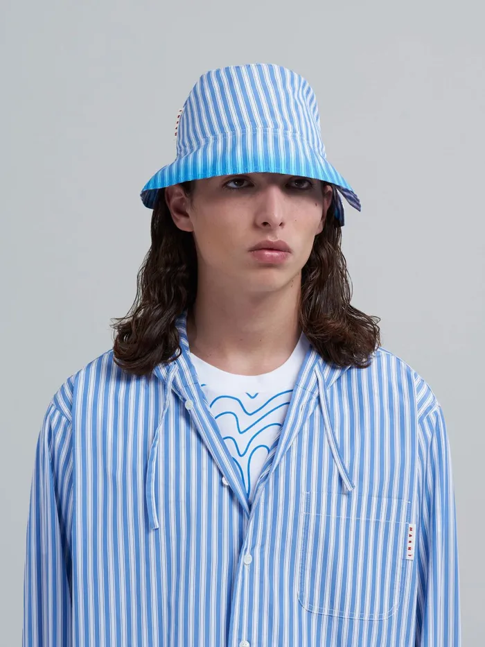 Marni Hand Dyed Poplin Overshirt Iris Blue Mens Shirts