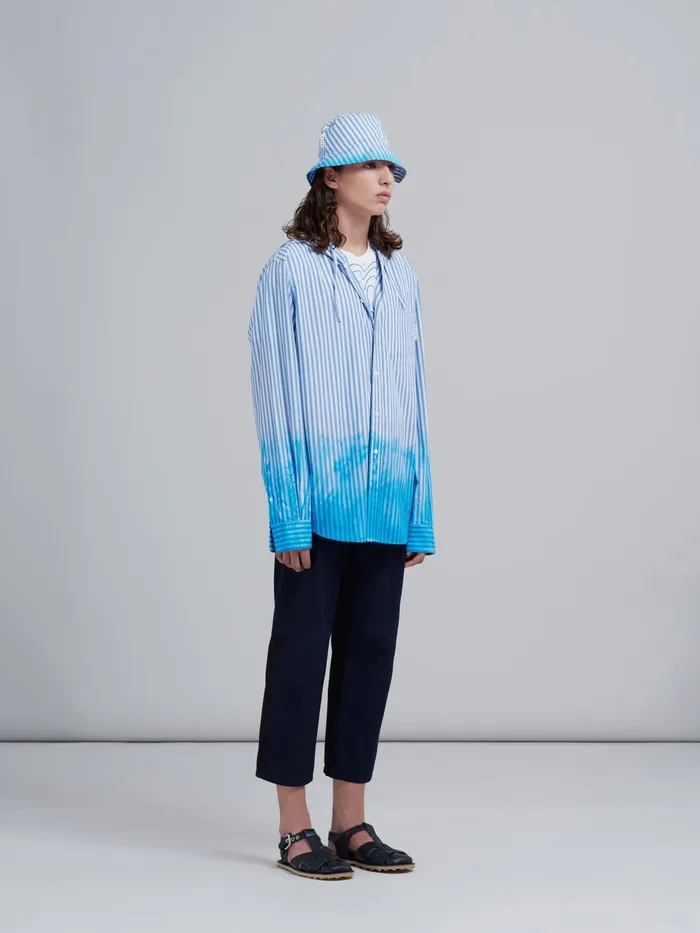 Marni Hand Dyed Poplin Overshirt Iris Blue Mens Shirts