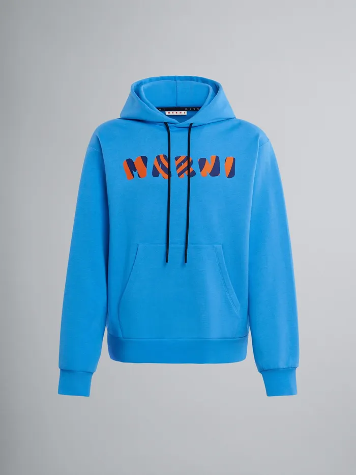 Marni Logo Print Organic Sweatshirt Cotton Hoodie Cobalt Mens Sweatshirts and Tshirts