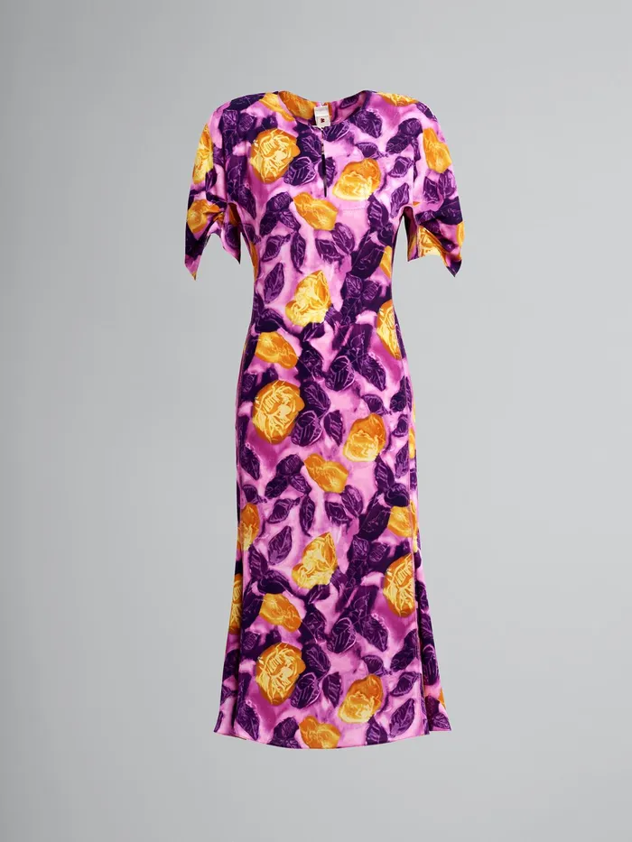 Marni Morning Blossom Print Viscose Sabl Dress Crocus Womens Dresses