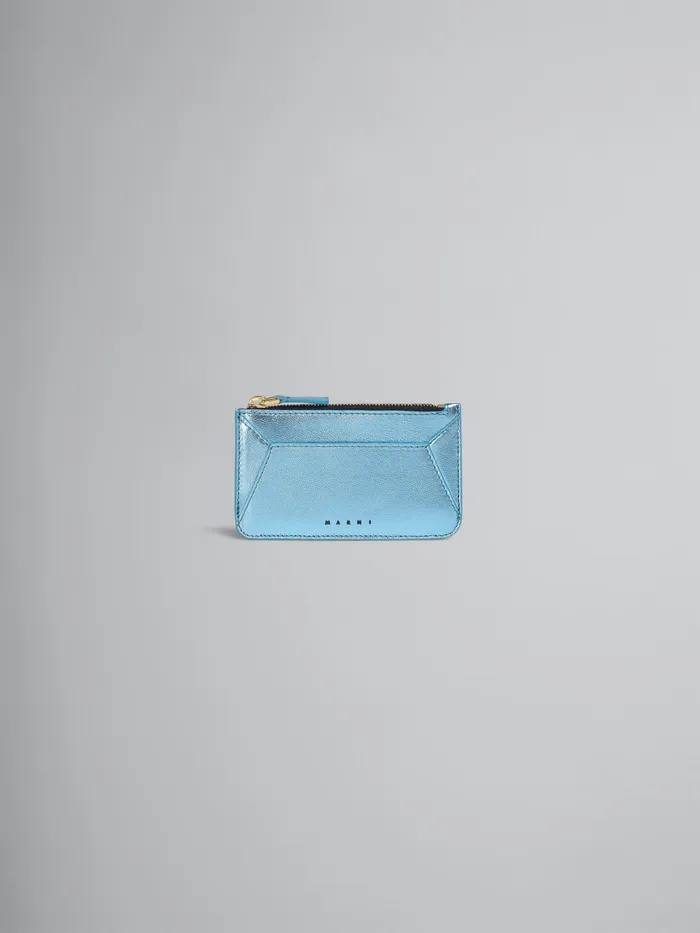 Marni Pale Blue Metallic Leather Card Case Arctic Womens Wallets and Small Leather Goods Marni Pale Blue Metallic Leather Card Case Arctic Womens Wallets and Small Leather Goods