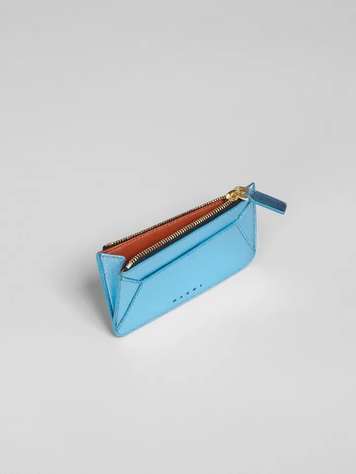 Marni Pale Blue Metallic Leather Card Case Arctic Womens Wallets and Small Leather Goods Marni Pale Blue Metallic Leather Card Case Arctic Womens Wallets and Small Leather Goods