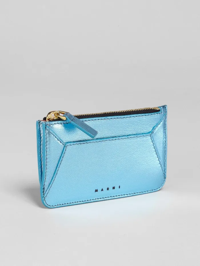 Marni Pale Blue Metallic Leather Card Case Arctic Womens Wallets and Small Leather Goods Marni Pale Blue Metallic Leather Card Case Arctic Womens Wallets and Small Leather Goods