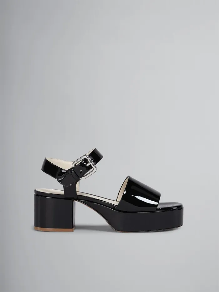 Marni Patent Leather Sandal Black Womens Sandals and Wedges