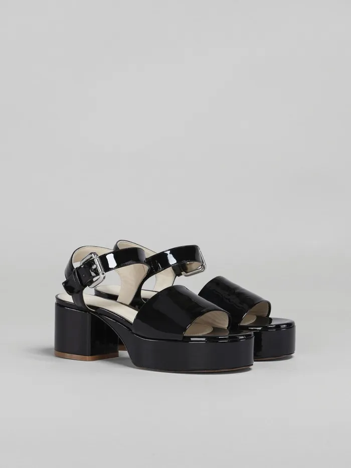 Marni Patent Leather Sandal Black Womens Sandals and Wedges Marni Patent Leather Sandal Black Womens Sandals and Wedges