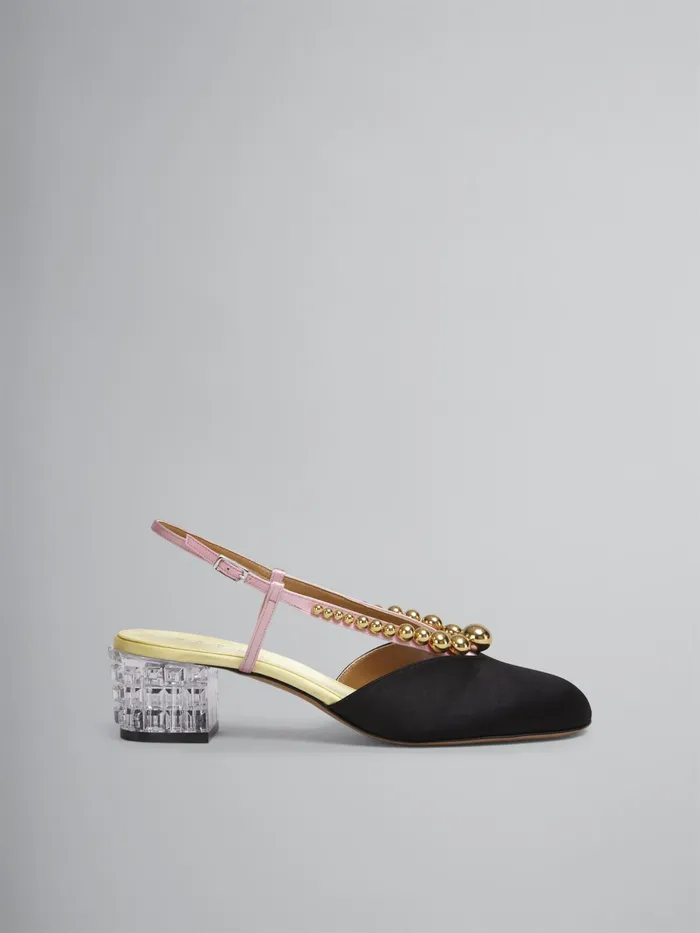Marni Silk Satin Pump With Sculpted Heel In Transparent Plexiglass Black Womens Sandals and Wedges