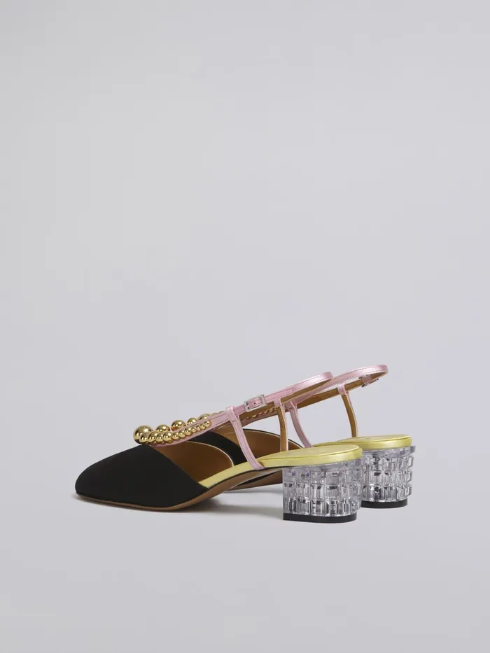 Marni Silk Satin Pump With Sculpted Heel In Transparent Plexiglass Black Womens Sandals and Wedges Marni Silk Satin Pump With Sculpted Heel In Transparent Plexiglass Black Womens Sandals and Wedges