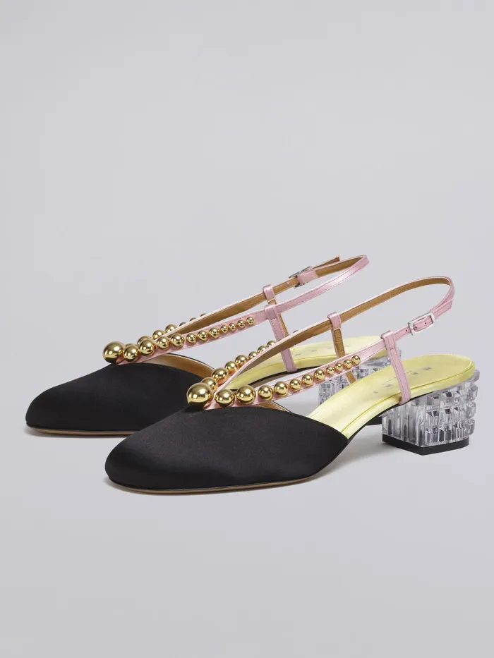 Marni Silk Satin Pump With Sculpted Heel In Transparent Plexiglass Black Womens Sandals and Wedges Marni Silk Satin Pump With Sculpted Heel In Transparent Plexiglass Black Womens Sandals and Wedges