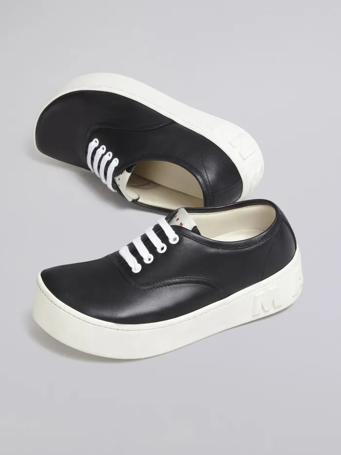 Marni Smooth Calfskin Sneaker With Maxi Logo In Relief Black Womens Sneakers Marni Smooth Calfskin Sneaker With Maxi Logo In Relief Black Womens Sneakers