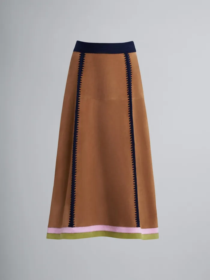 Marni Suede Natural Nappa Knit Skirt Maroon Womens Skirts