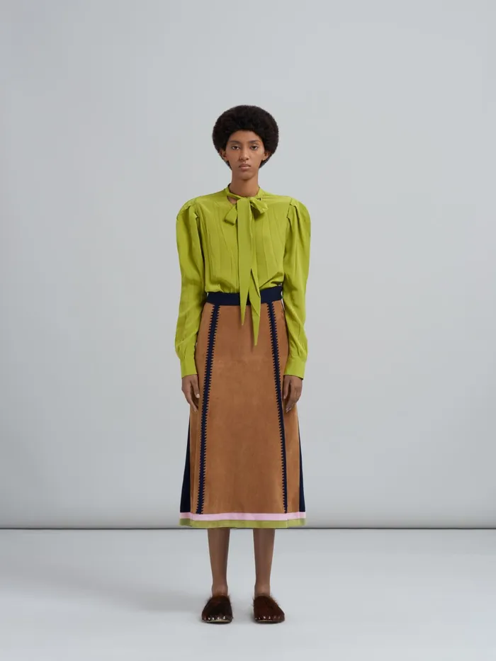 Marni Suede Natural Nappa Knit Skirt Maroon Womens Skirts