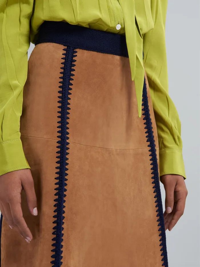 Marni Suede Natural Nappa Knit Skirt Maroon Womens Skirts