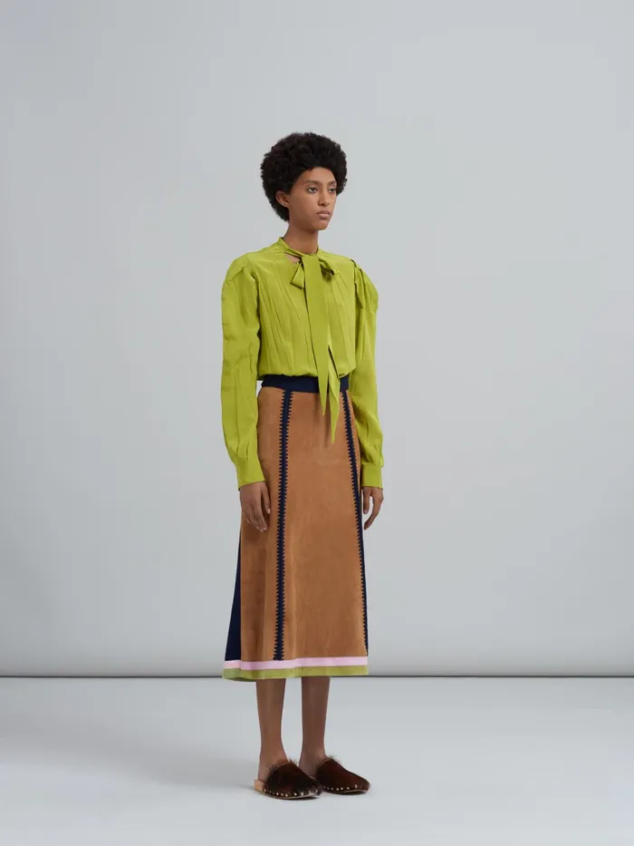 Marni Suede Natural Nappa Knit Skirt Maroon Womens Skirts