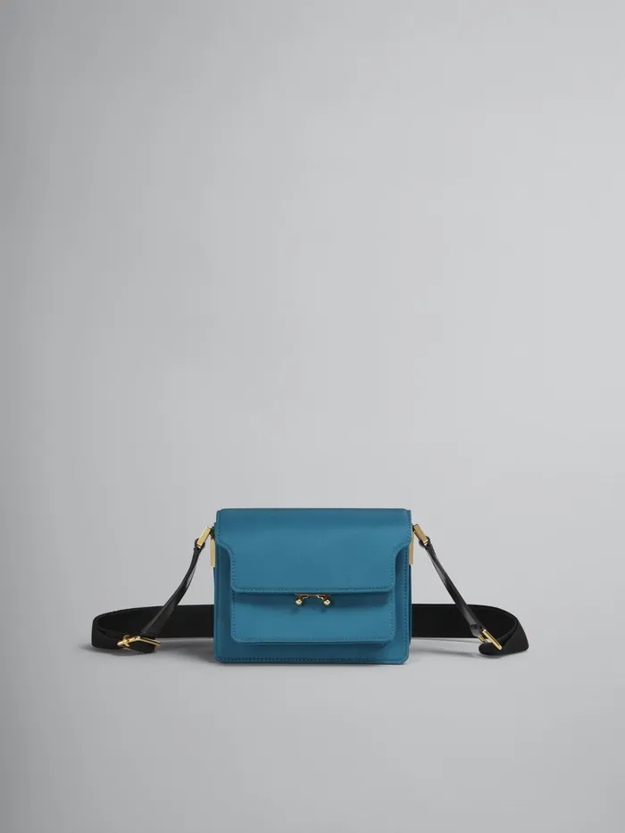 Marni Trunk Light Medium Bag In Blue Nylon Cypress Womens Crossbody Bags