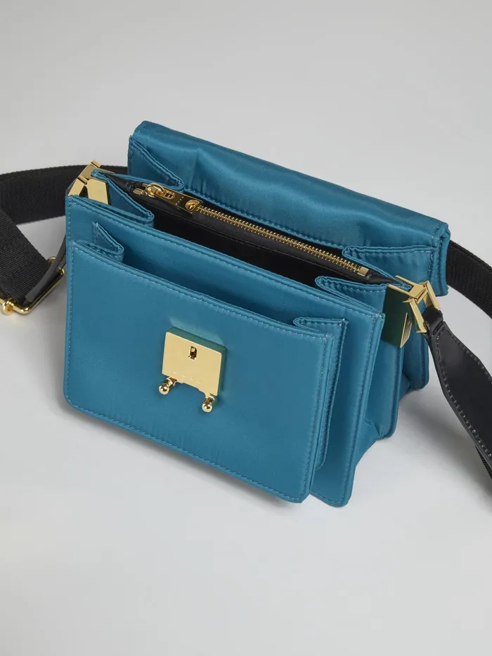 Marni Trunk Light Medium Bag In Blue Nylon Cypress Womens Crossbody Bags Marni Trunk Light Medium Bag In Blue Nylon Cypress Womens Crossbody Bags