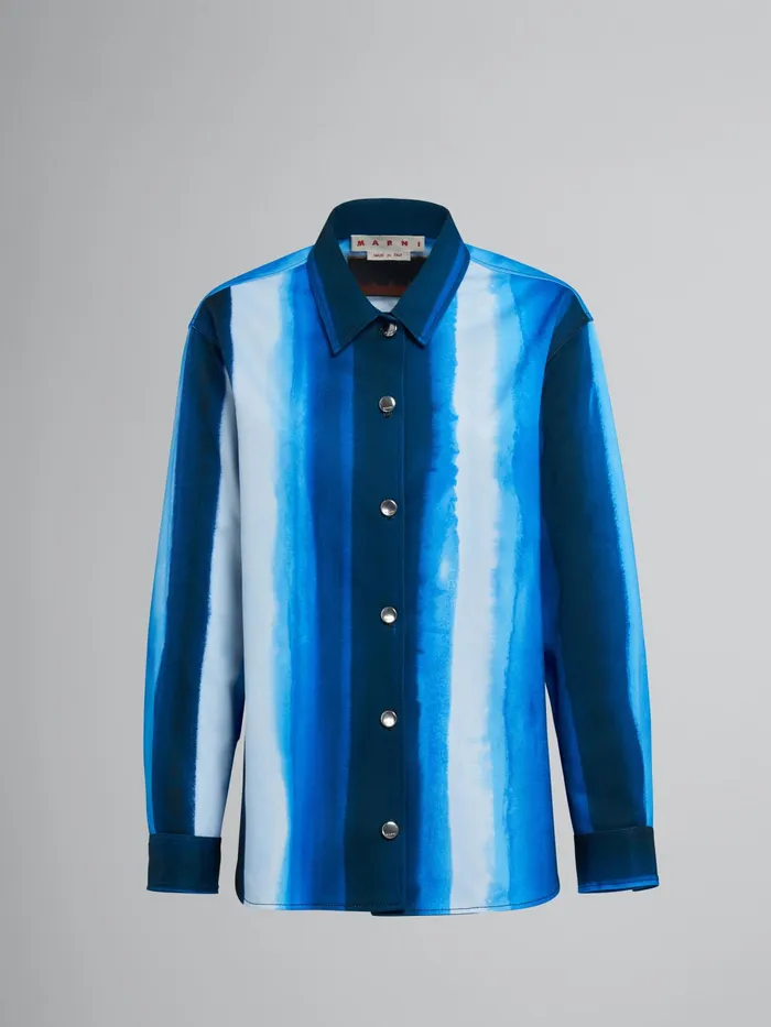 Marni Waterfall Stripe Print Cotton Drill Shirt Royal Womens Tops and Shirts