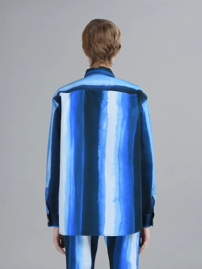 Marni Waterfall Stripe Print Cotton Drill Shirt Royal Womens Tops and Shirts