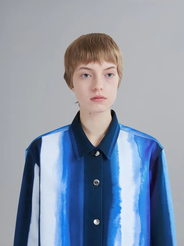 Marni Waterfall Stripe Print Cotton Drill Shirt Royal Womens Tops and Shirts