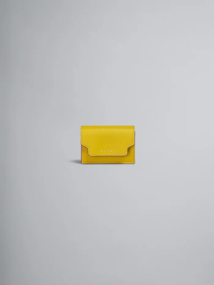 Marni Yellow Saffiano Leather Trifold Wallet Light Topaz Womens Wallets and Small Leather Goods Marni Yellow Saffiano Leather Trifold Wallet Light Topaz Womens Wallets and Small Leather Goods