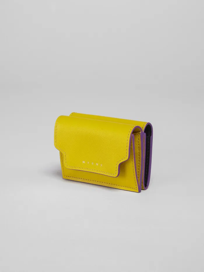 Marni Yellow Saffiano Leather Trifold Wallet Light Topaz Womens Wallets and Small Leather Goods Marni Yellow Saffiano Leather Trifold Wallet Light Topaz Womens Wallets and Small Leather Goods