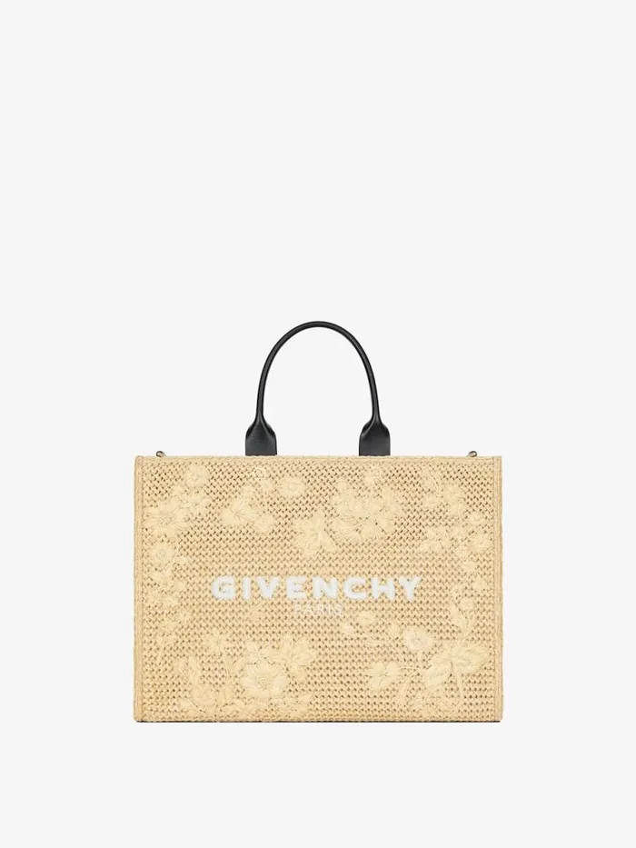 Medium GTote Bag In Raffia With Floral Embroidery Natural Women Givenchy Shoulder Bags Medium GTote Bag In Raffia With Floral Embroidery Natural Women Givenchy Shoulder Bags