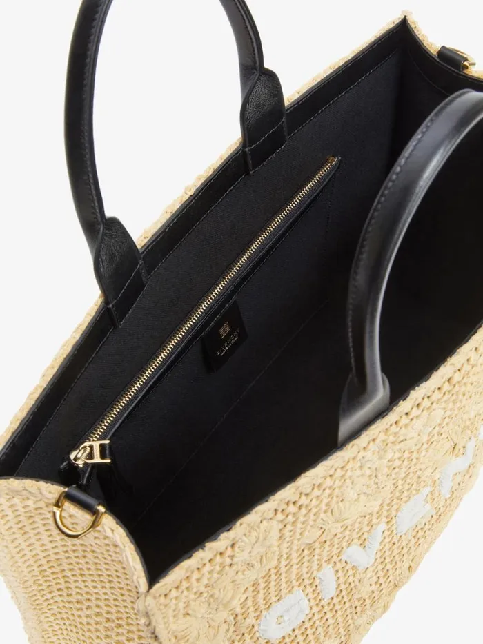 Medium GTote Bag In Raffia With Floral Embroidery Natural Women Givenchy Shoulder Bags