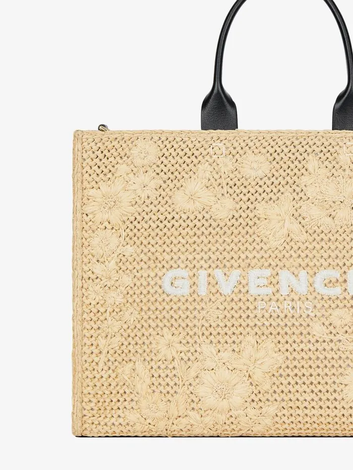 Medium GTote Bag In Raffia With Floral Embroidery Natural Women Givenchy Shoulder Bags