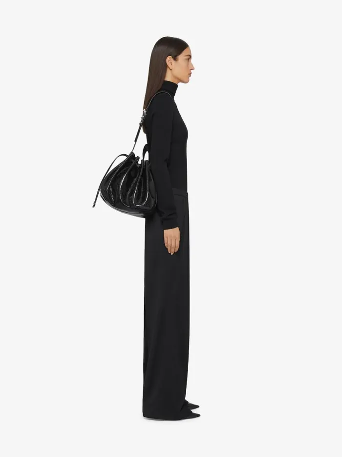Medium Pumpkin Bag In Crackled Patent Leather Black Women Givenchy Shoulder Bags